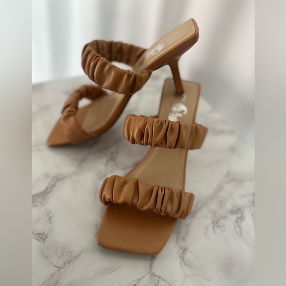 Shein Faux Leather Ruched Open Toe Stiletto Heels (SH86) - Picture 4 of 10